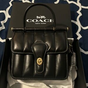 Coach Quilted Black Mini Bag with Gold Details